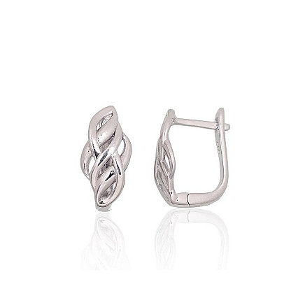 English lock,  - Silver earrings with english lock, 2.9 g, Silver 925 fineness, Rhodium (Plating)