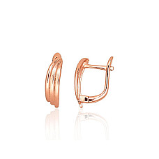 Silver earrings with 'english' lock, 2.8 g, Silver 925 fineness, red gold (Plating)