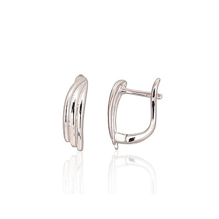 English lock,  - Silver earrings with english lock, 2.7 g, Silver 925 fineness, Rhodium (Plating)
