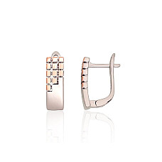 Silver earrings with 'english' lock, 3.9 g, Silver 925 fineness, red gold (Plating)/, Rhodium (Plating)