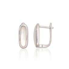 Silver earrings with 'english' lock, 4.2 g, Silver 925 fineness, Rhodium (Plating), Mother-of-pearl