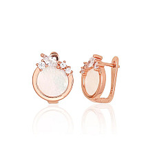 Silver earrings with 'english' lock, 4.9 g, Silver 925 fineness, red gold (Plating), Zirkons , Mother-of-pearl