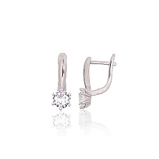 Silver earrings with 'english' lock, 3.7 g, Silver 925 fineness, Rhodium (Plating), Zirkons