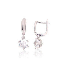 Silver earrings with 'english' lock, 4.6 g, Silver 925 fineness, Rhodium (Plating), Zirkons