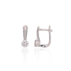 Silver earrings with 'english' lock, 2.7 g, Silver 925 fineness, Rhodium (Plating), Zirkons