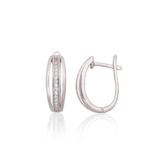 Silver earrings with 'english' lock, 2.9 g, Silver 925 fineness, Rhodium (Plating), Zirkons