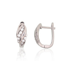 Sudraba auskari ar 'angļu' slēdzēju, 3.6 g, Sudrabs 925 prove, rodijs (pārklājums), Cirkoni