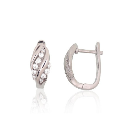 Ar angļu slēdzēju,  - Sudraba auskari ar angļu slēdzēju, 3.6 g, Sudrabs 925 prove, rodijs (pārklājums), Cirkoni