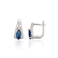 Silver earrings with 'english' lock, 3.4 g, Silver 925 fineness, Rhodium (Plating), Zirkons