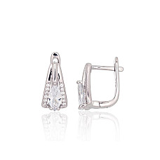 Silver earrings with 'english' lock, 3.6 g, Silver 925 fineness, Rhodium (Plating), Zirkons