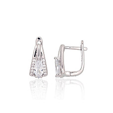 Silver earrings with 'english' lock, 3.7 g, Silver 925 fineness, Rhodium (Plating), Zirkons