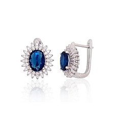 Silver earrings with 'english' lock, 4.4 g, Silver 925 fineness, Rhodium (Plating), Zirkons