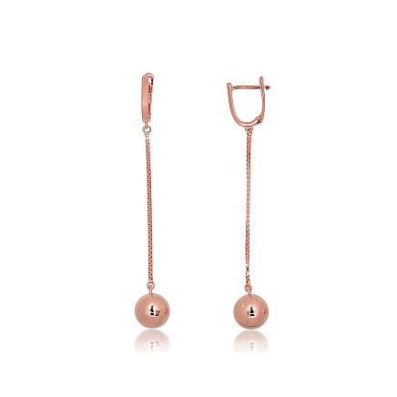 English lock,  - Silver earrings with english lock, 4 g, Silver 925 fineness, red gold (Plating)