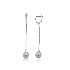 Silver earrings with 'english' lock, 4 g, Silver 925 fineness, Rhodium (Plating)