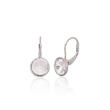 Серебряные серьги на английском замке, 2.8 g, Серебро 925 проба, родий (покрытие), Кристаллы