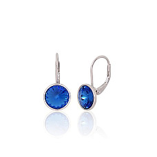 Серебряные серьги на английском замке, 2.7 g, Серебро 925 проба, родий (покрытие), Кристаллы