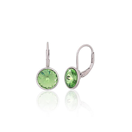На английском замке,  - Серебряные серьги на английском замке, 2.7 g, Серебро 925 проба, родий (покрытие), Кристаллы