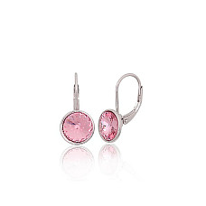 Серебряные серьги на английском замке, 2.7 g, Серебро 925 проба, родий (покрытие), Кристаллы