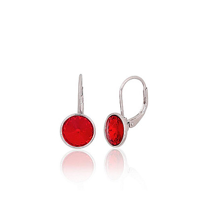 На английском замке,  - Серебряные серьги на английском замке, 2.9 g, Серебро 925 проба, родий (покрытие), Кристаллы