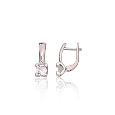Silver earrings with 'english' lock, 2.6 g, Silver 925 fineness, Rhodium (Plating), Zirkons