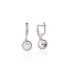 Silver earrings with 'english' lock, 4.5 g, Silver 925 fineness, Rhodium (Plating), Crystals