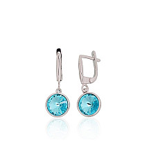 Silver earrings with 'english' lock, 4.5 g, Silver 925 fineness, Rhodium (Plating), Crystals