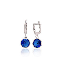 Silver earrings with 'english' lock, 4.4 g, Silver 925 fineness, Rhodium (Plating), Crystals