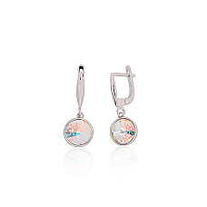 Silver earrings with 'english' lock, 4.4 g, Silver 925 fineness, Rhodium (Plating), Crystals