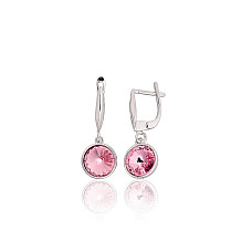 Silver earrings with 'english' lock, 4.5 g, Silver 925 fineness, Rhodium (Plating), Crystals
