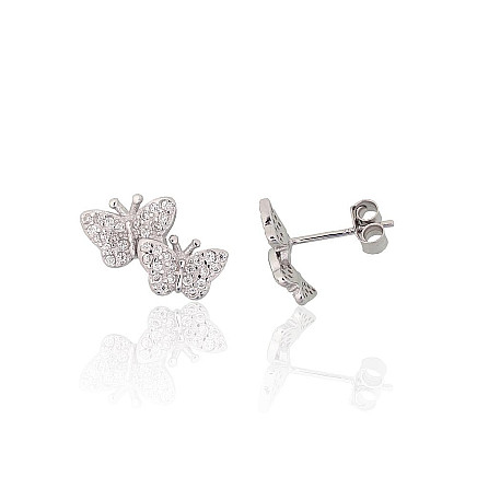 stud,  - Silver stud earrings, Silver 925 fineness, Rhodium (Plating), Zirkons