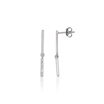stud,  - Silver stud earrings, Silver 925 fineness, Rhodium (Plating), Zirkons