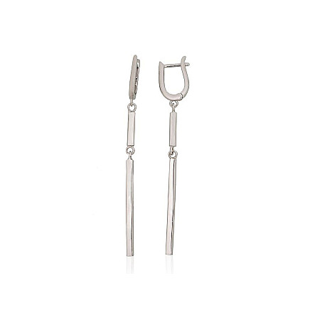 English lock,  - Silver earrings with english lock, 4.2 g, Silver 925 fineness, Rhodium (Plating)