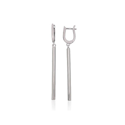 English lock,  - Silver earrings with english lock, 3.5 g, Silver 925 fineness, Rhodium (Plating)