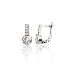 Silver earrings with 'english' lock, 3.2 g, Silver 925 fineness, Rhodium (Plating), Zirkons