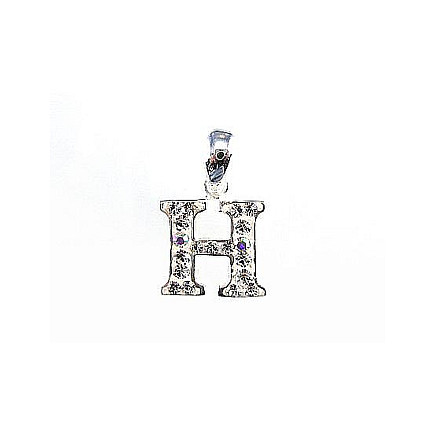 Letters, Letter H - Silver pendant, Silver 925 fineness, Crystals