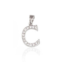 Серебряный кулон, 1.4 g, Серебро 925 проба, родий (покрытие), Цирконы