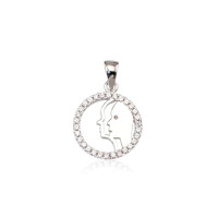 Серебряный кулон, 2.8 g, Серебро 925 проба, родий (покрытие), Цирконы, Близнецы