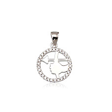 Silver pendant, 2.5 g, Silver 925 fineness, Rhodium (Plating), Zirkons, Sagittarius