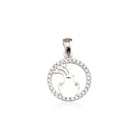 Серебряный кулон, 2.4 g, Серебро 925 проба, родий (покрытие), Цирконы, Водолей
