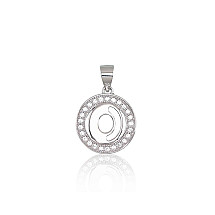 Серебряный кулон, 1.9 g, Серебро 925 проба, родий (покрытие), Цирконы
