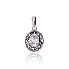 Серебряный кулон, 2.5 g, Серебро 925 проба, оксид (покрытие), Цирконы