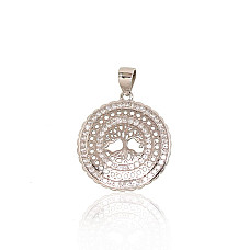 Серебряный кулон, 2.3 g, Серебро 925 проба, родий (покрытие), Цирконы