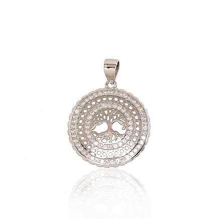 Женские,  - Серебряный кулон, 2.4 g, Серебро 925 проба, родий (покрытие), Цирконы