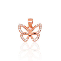 Серебряный кулон, 1.4 g, Серебро 925 проба, красное золото (покрытие), Цирконы