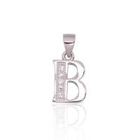 Серебряный кулон, 1.7 g, Серебро 925 проба, родий (покрытие), Цирконы