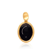 Серебряный кулон, Серебро 925 проба, желтое золото (покрытие), Оникс