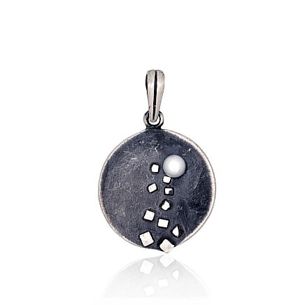 Women,  - Silver pendant, Silver 925 fineness, oxide (Plating), Fresh-water Pearl