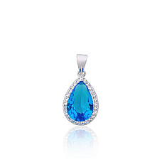 Silver pendant, Silver 925 fineness, Rhodium (Plating), Zirkons