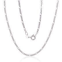 Silver chain Figaro 1, 8 mm, diamond cut, Silver 925 fineness, Rhodium (Plating)