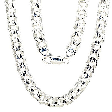 For man,  - Silver chain Curb 6.9 mm, diamond cut, Silver 925 fineness